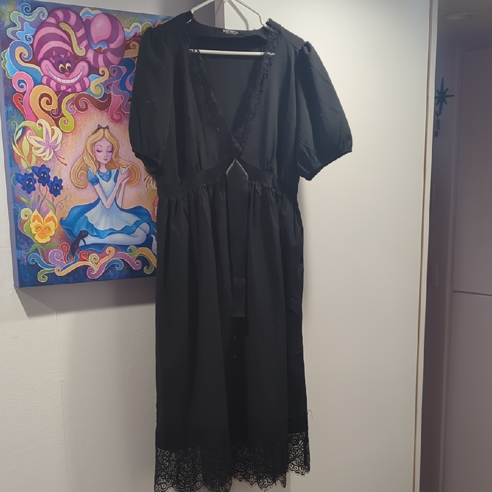 Disturbia Black Lace Trim Dress